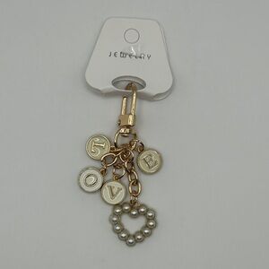 Gold and White Love Bag Charm